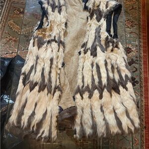 Elegant Real Rabbit Fur Vest in Tan and Brown